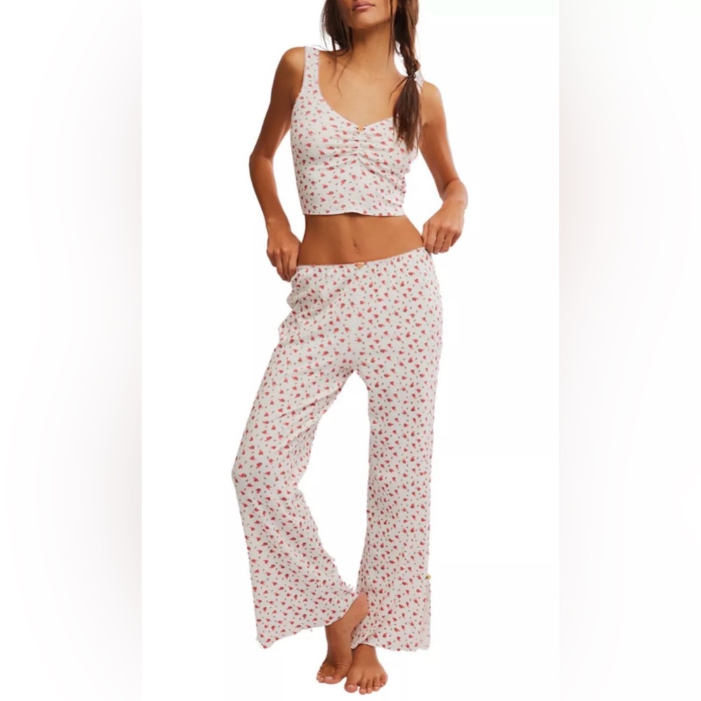 NWT FREE PEOPLE INTIMATELY FRESH IN LOVE PAJAMA SET BLUEBIRD COMBO
